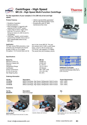 MR 23i - High Speed Multi-Function Centrifuge