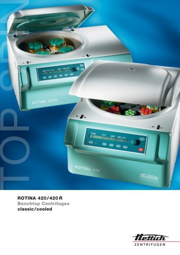 Download Rotina 420 PDF Datasheet - Hettich Centrifuges UK