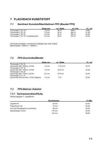 7 FLACHDACH KUNSTSTOFF - Tilag AG