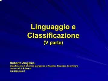 Linguaggio e classificazione (parte V) - Università di Palermo