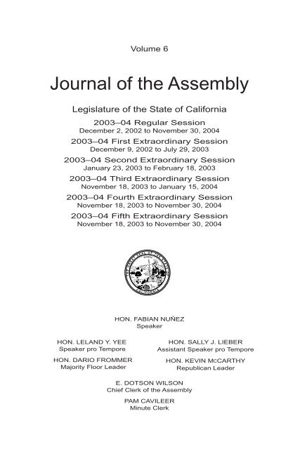 6 - California State Assembly Chief Clerk - legislative Document ...