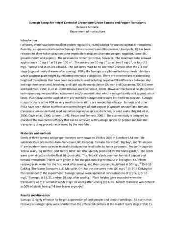 Sumagic Sprays for Height Control of Greenhouse ... - IR-4 Project