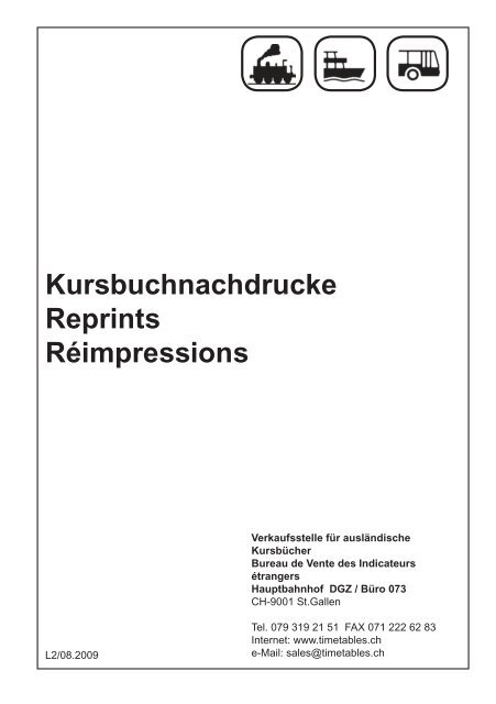 Kursbuchnachdrucke Reprints Réimpressions