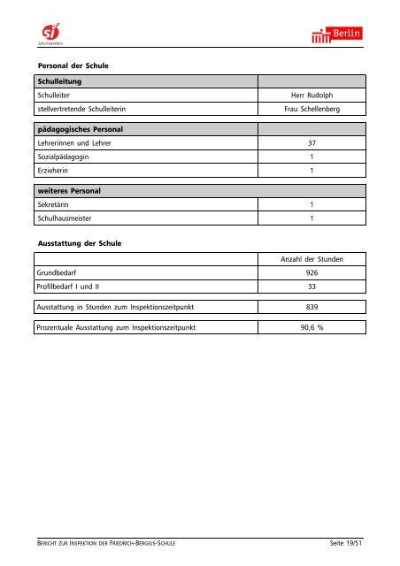 Bericht der Schulinspektion - Friedrich-Bergius-Schule in Berlin ...