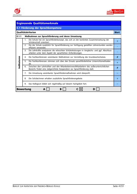Bericht der Schulinspektion - Friedrich-Bergius-Schule in Berlin ...