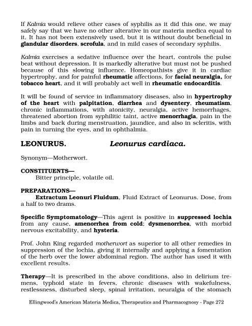 American Materia Medica, Therapeutics and Pharmacognosy