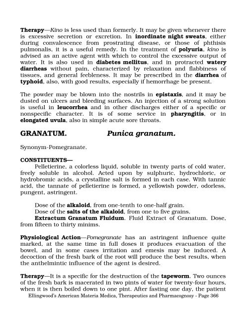 American Materia Medica, Therapeutics and Pharmacognosy