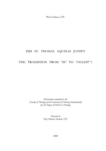 Did St. Thomas Aquinas Justify the Transition from 'Is' to 'Ought'