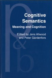 Cognitive Semantics : Meaning and Cognition