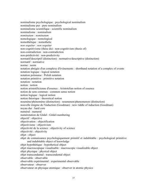 Vocabulaire technique et analytique de l'épistémologie