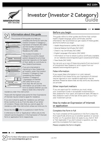 (Investor 2 Category) Guide (INZ 1164) - Immigration New Zealand