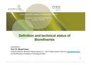 Definition and technical status of Biorefineries - Biorefinery