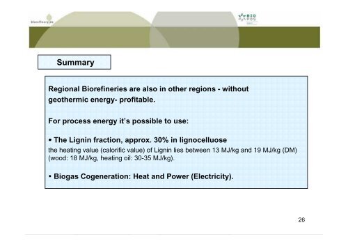 Definition and technical status of Biorefineries - Biorefinery