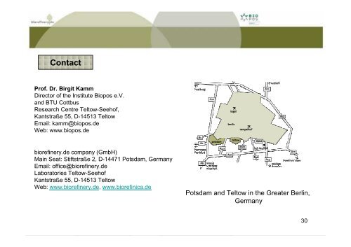 Definition and technical status of Biorefineries - Biorefinery