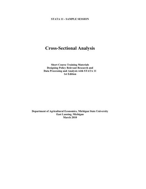 STATA 11 for Windows SAMPLE SESSION - Food Security Group ...