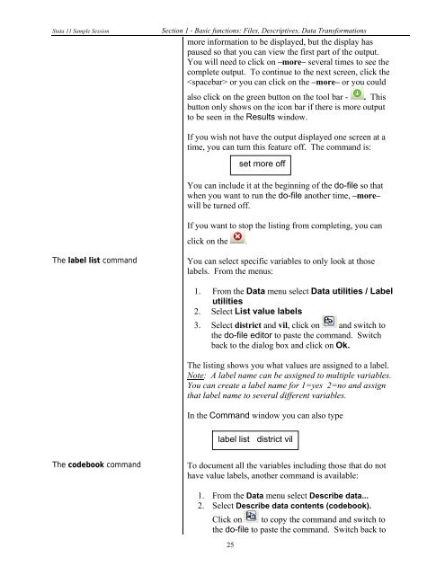 STATA 11 for Windows SAMPLE SESSION - Food Security Group ...