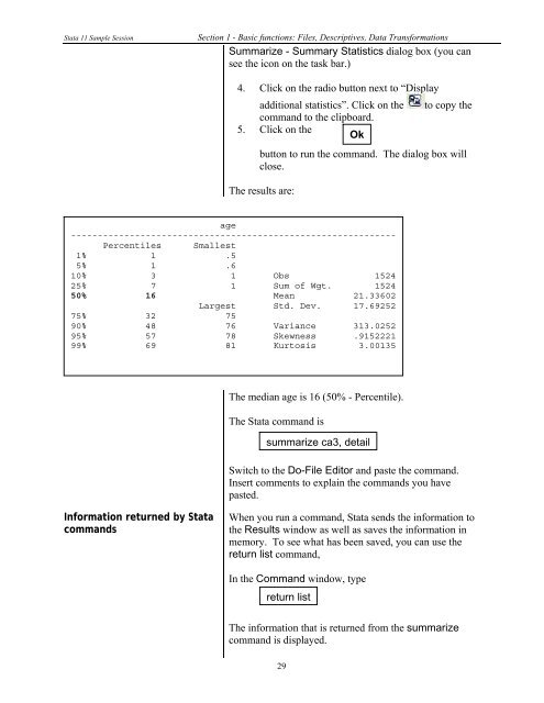 STATA 11 for Windows SAMPLE SESSION - Food Security Group ...