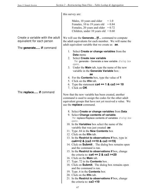 STATA 11 for Windows SAMPLE SESSION - Food Security Group ...