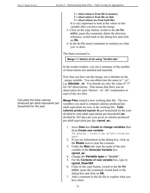 STATA 11 for Windows SAMPLE SESSION - Food Security Group ...