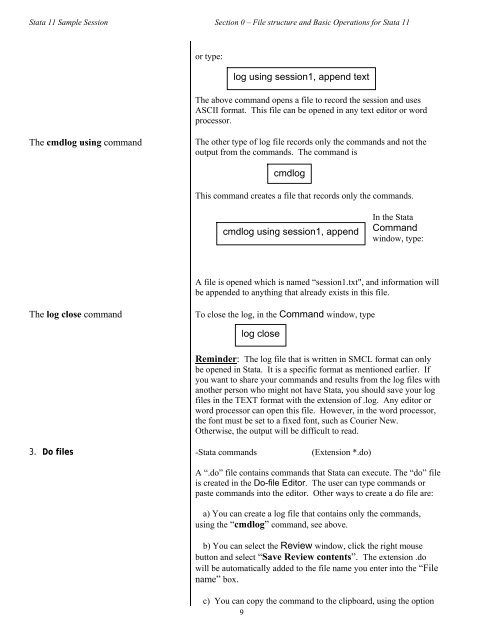 STATA 11 for Windows SAMPLE SESSION - Food Security Group ...