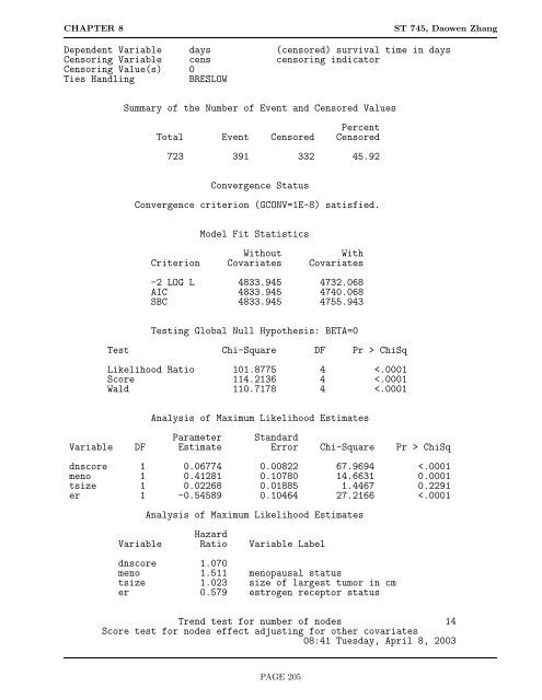 8 Modeling Survival Data with Categorical ... - NCSU Statistics