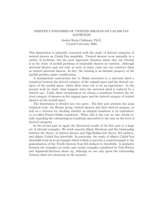 derived categories of twisted sheaves on calabi-yau manifolds