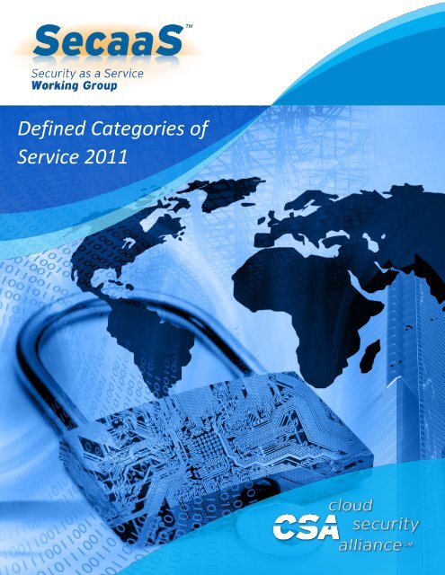 Defined Categories of Service 2011 - Cloud Security Alliance