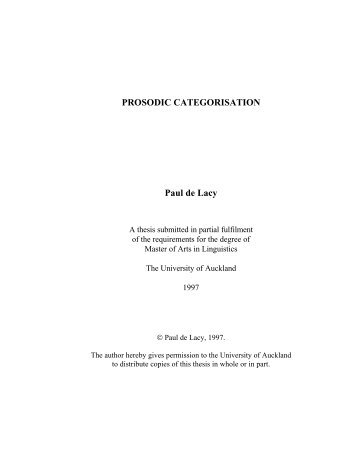 Prosodic Categorisation - Paul de Lacy