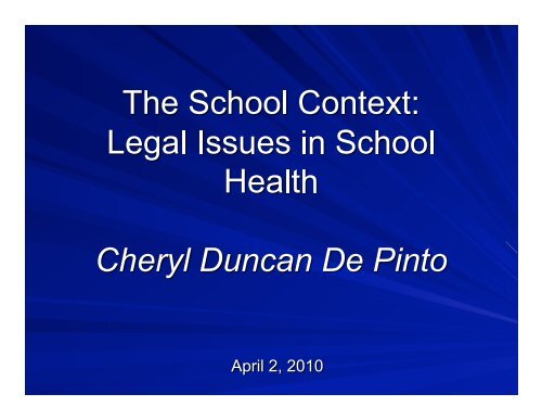 Lecture 2: The School Context - jhsph ocw