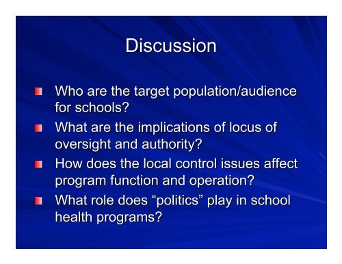 Lecture 2: The School Context - jhsph ocw