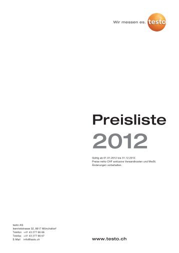 Preisliste - Testo AG