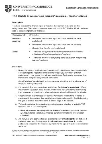 Categorising learners' mistakes - Finchpark