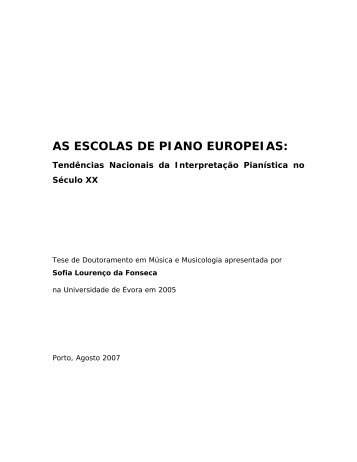 As Escolas de Piano Europeias: - Escola das Artes