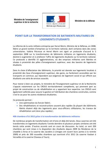 point sur la transformation de batiments militaires en logements ...