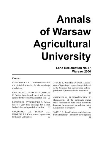 Land Reclam. 37.indb - Annals of Warsaw University of Life ...