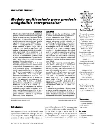 Modelo multivariado para predecir amigdalitis estreptocócica* - imss