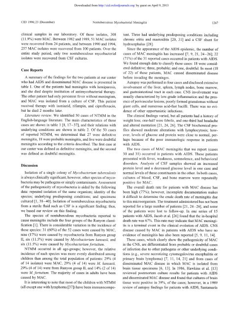 Nontuberculous Mycobacterial Meningitis - Clinical Infectious ...