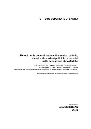 Metodi per la determinazione di arsenico, cadmio, nichel - Istituto ...