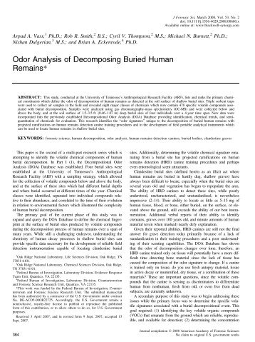 Odor Analysis of Decomposing Buried Human Remains*