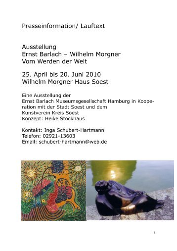Lauftext Ausstellung Ernst Barlach – Wilhelm Morgner Vom Werden ...