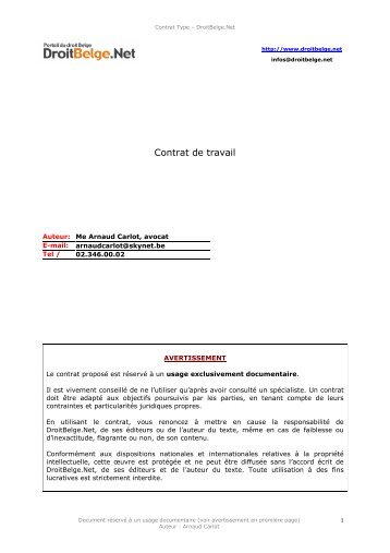 AC contrat de travail - Portail du droit belge