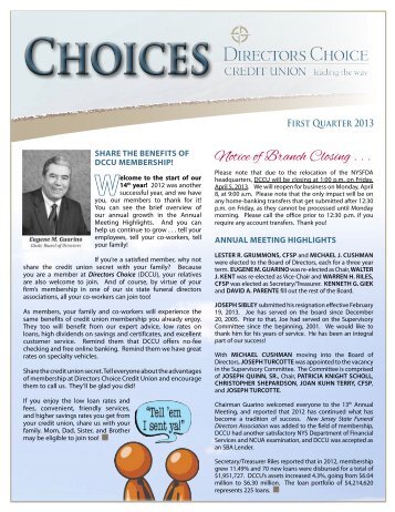 Newsletter - Directors Choice Credit Union