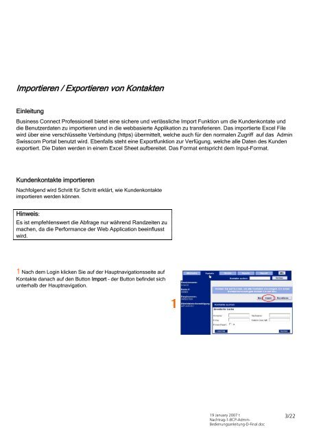 Nachtrag 1 - Bedienungsanleitung Business Connect Professionell