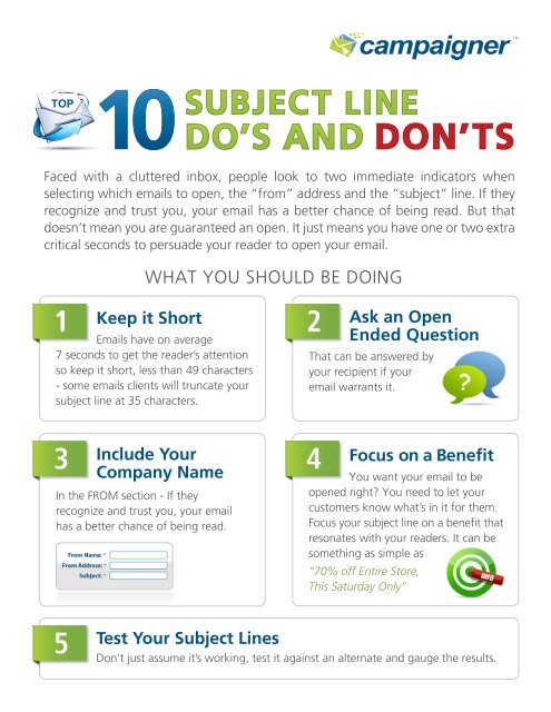 pdf Top 10 Subject Line Do's and Don'ts - Campaigner