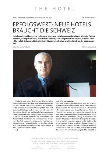 01.05.2000 – Invest Immobilen – Finanz und Wirtschaft ... - The Hotel