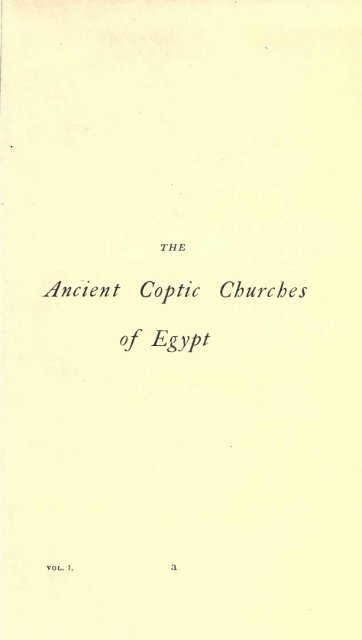 Vol.I - The Coptic Orthodox Church