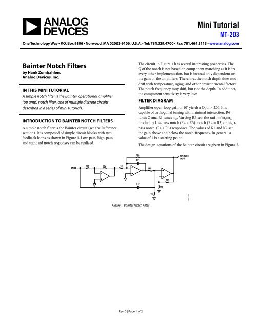 Bainter Notch Filters - Analog Devices