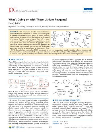 What's Going on with These Lithium Reagents? - Department of ...