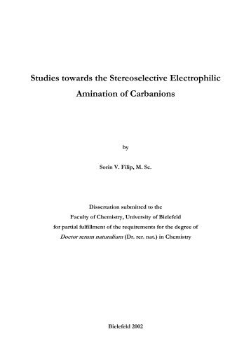 Studies towards the stereoselective amination of carbanions - PUB