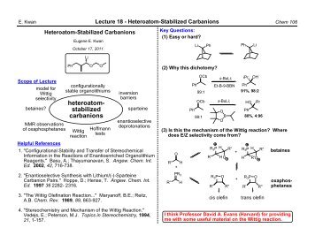 Lecture 18 - Heteroatom-Stabilized Carbanions - iSites